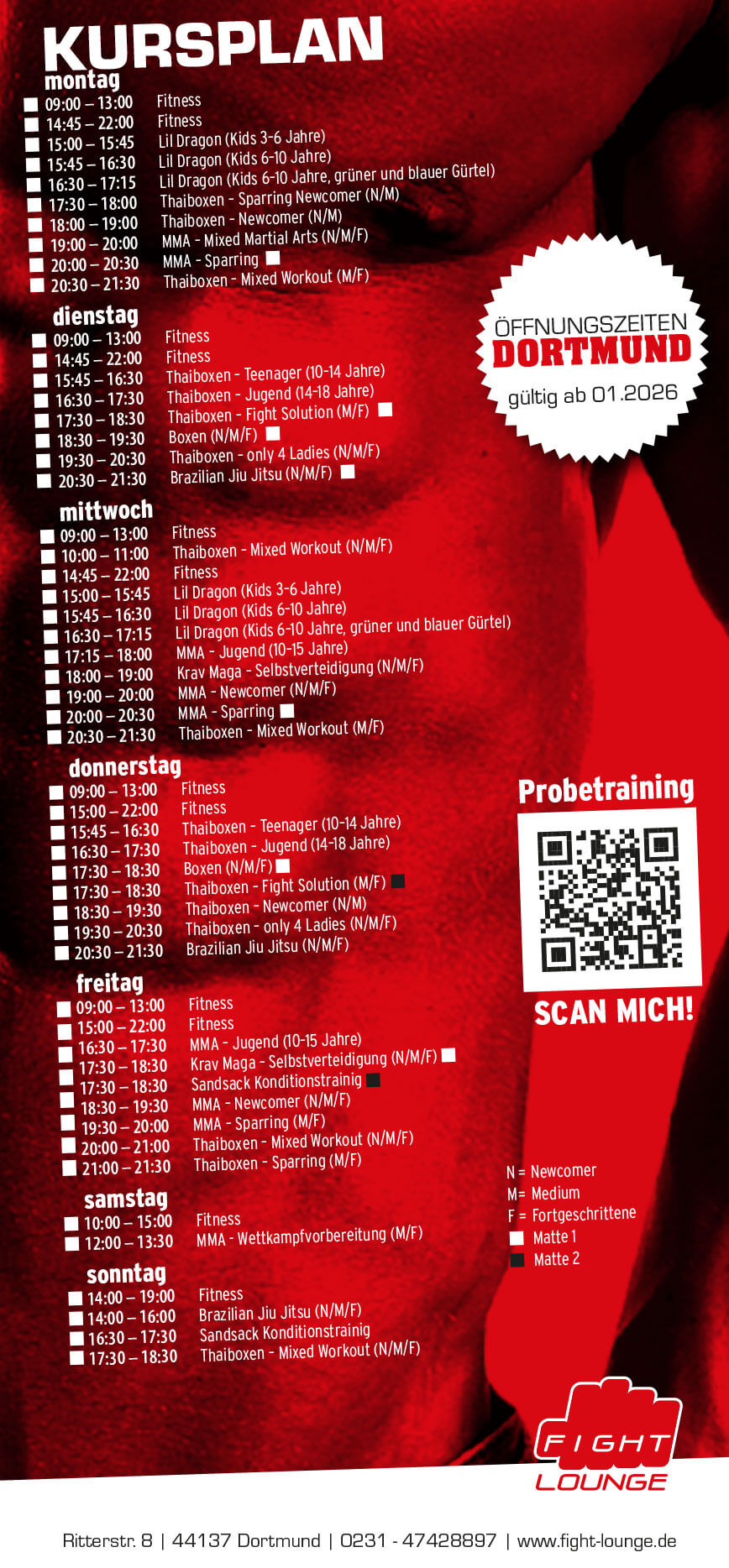 Fight Lounge - Kursplan Dortmund