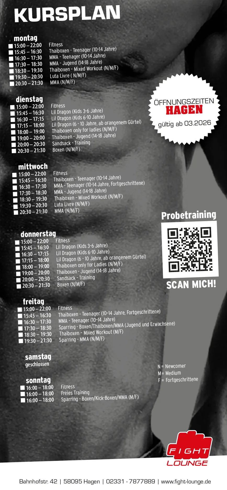 Fight Lounge - Kursplan Hagen